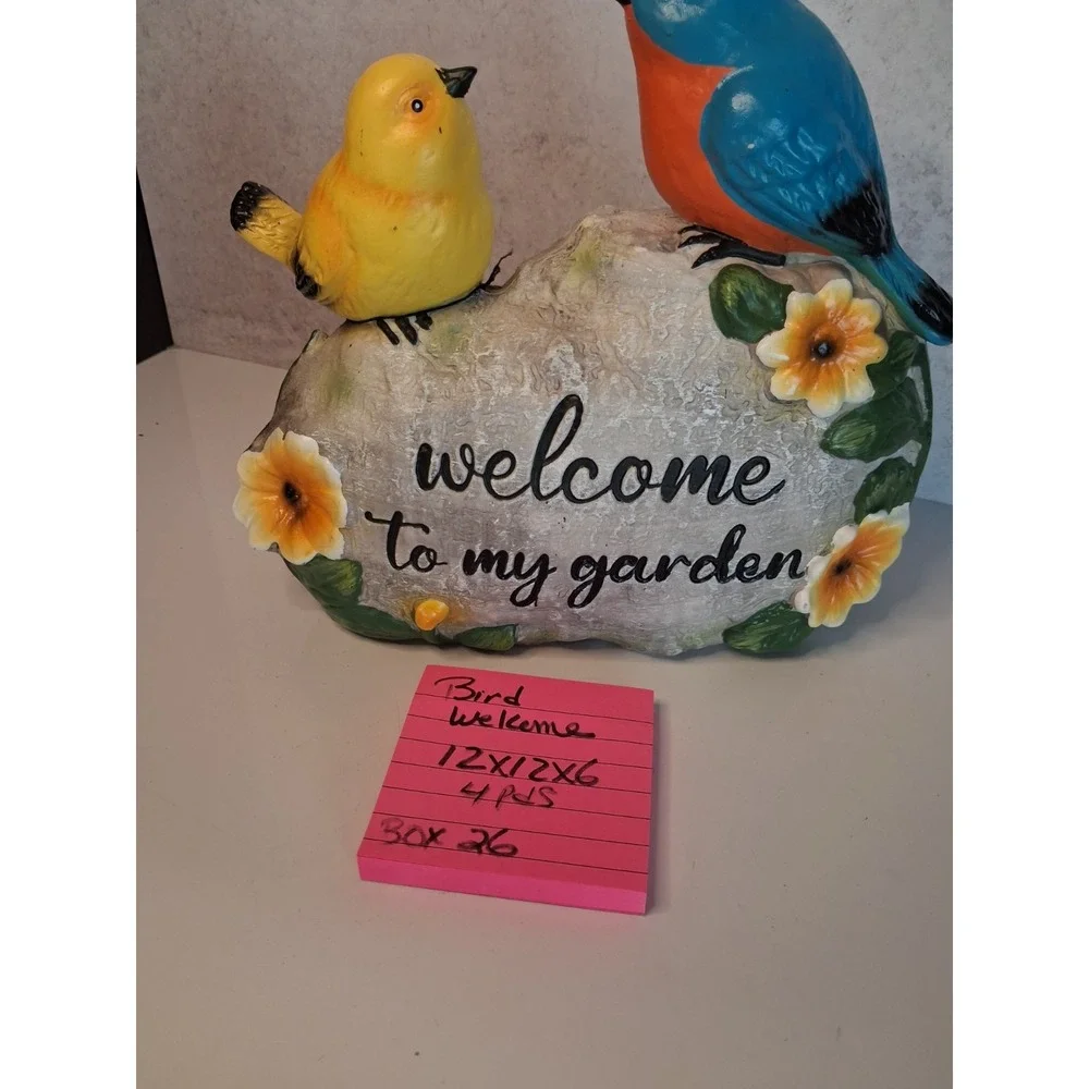 Mainstays Welcome Sign with Decorative Birds & Flowers – Plastic Garden Décor